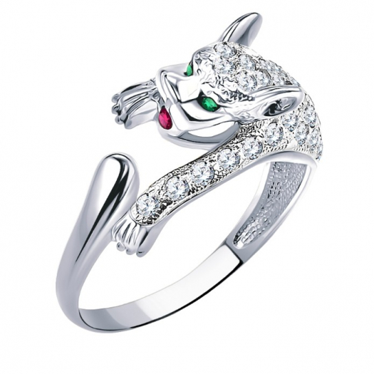 Серебряное кольцо 925, женское, с фианитом, размер 17