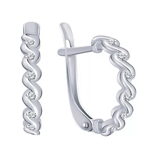 Серьги с фианитом из серебра