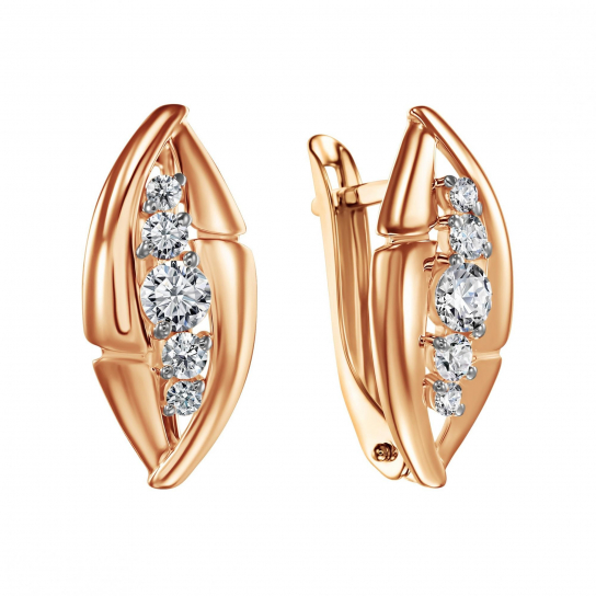Золотые серьги 585, женские, с фианитом