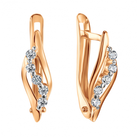 Золотые серьги 585, женские, с фианитом