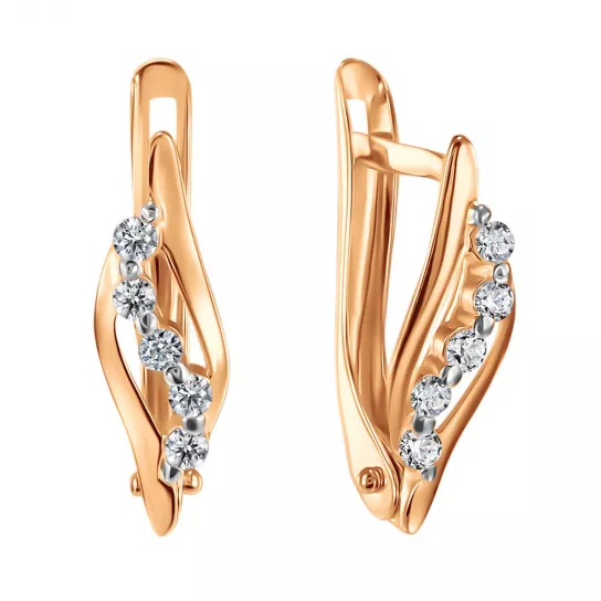 Золотые серьги 585, женские, с фианитом