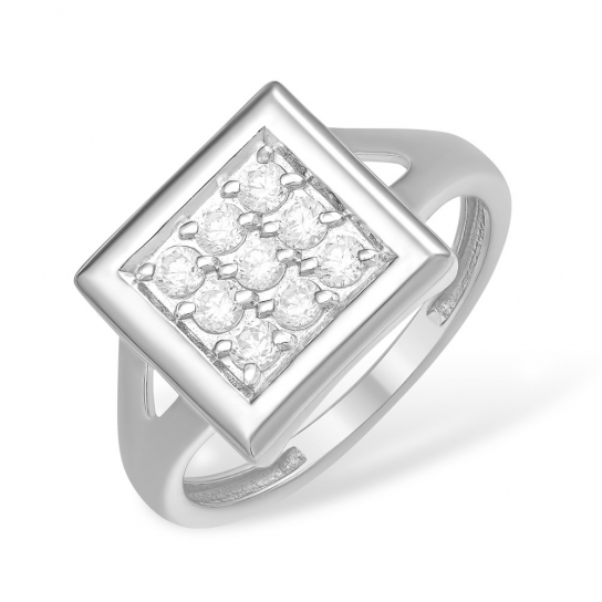 Серебряное кольцо 925, женское, с фианитом, размер 19