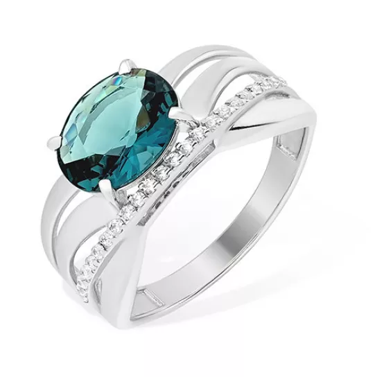 Кольцо с топазом и фианитом из серебра