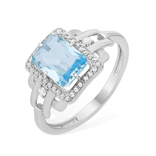 Серебряное кольцо 925, женское, с топазом и фианитом, размер 19