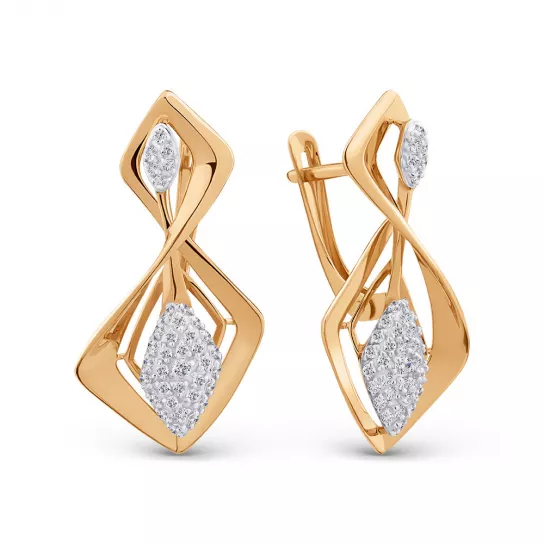 Серьги с фианитом из золота