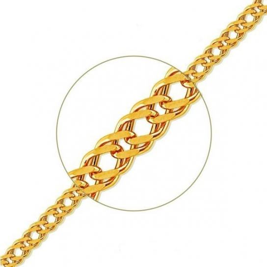 Золотая цепочка 585 на шею, плетение двойной ромб, длина 40 см, цвет желтое золото