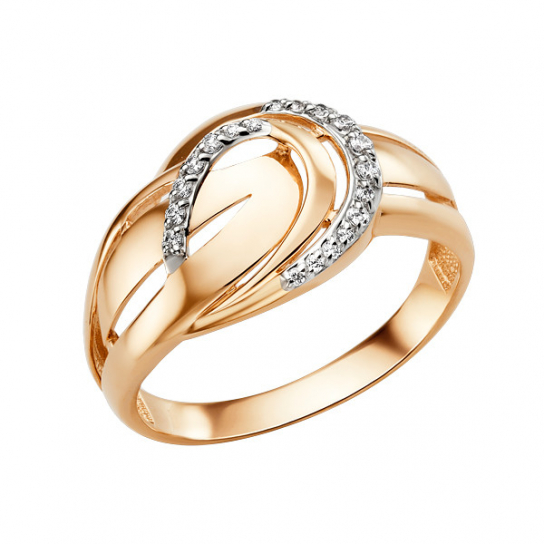 Золотое кольцо 585, женское, с фианитом, размер 22