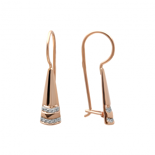 Золотые серьги 585, женские, с фианитом