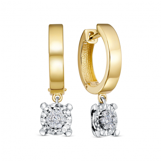 Золотые серьги 585, женские, с бриллиантом