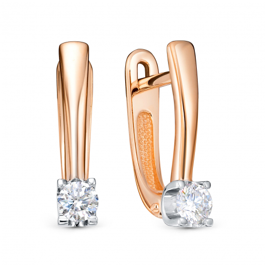 Золотые серьги 585, женские, с бриллиантом