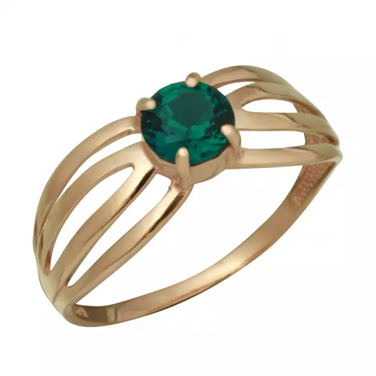 Золотое кольцо 585, женское, с изумрудом, размер 19.5