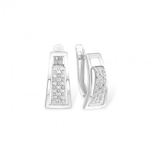 Серебряные серьги 925, женские, с фианитом
