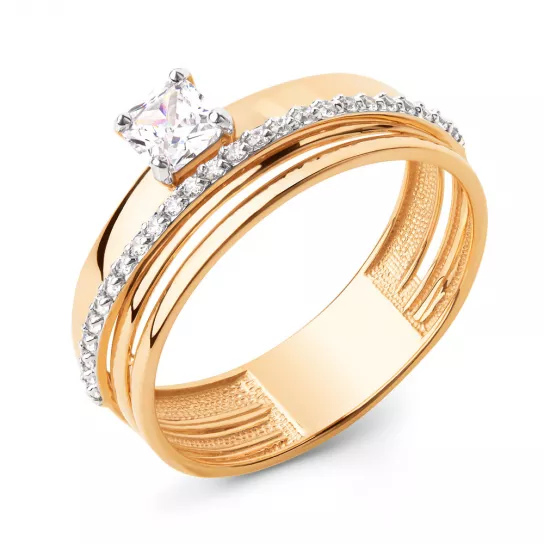 Кольцо с фианитом из золота