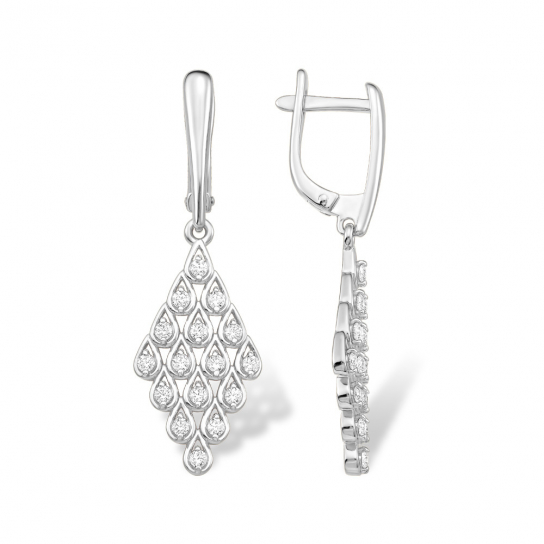 Серебряные серьги 925, женские, с фианитом