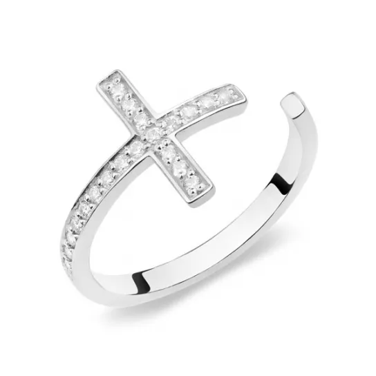 Серебряное кольцо 925, женское, с фианитом, размер 15