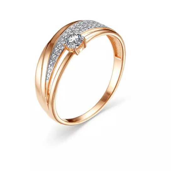 Золотое кольцо 585, женское, с фианитом, размер 21