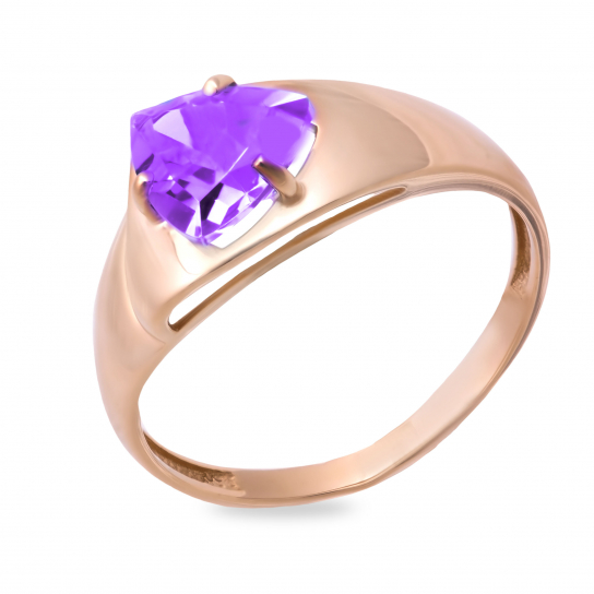 Золотое кольцо 585, женское, с аметистом, размер 17