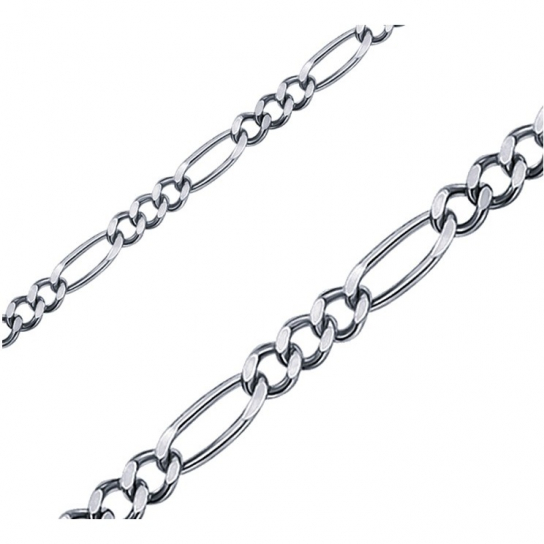 Серебряная цепочка 925 на шею, плетение фигаро, длина 50 см