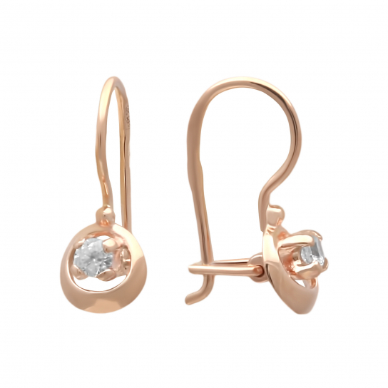 Серьги детские с фианитом из золота