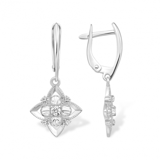 Серебряные серьги 925, женские, с фианитом