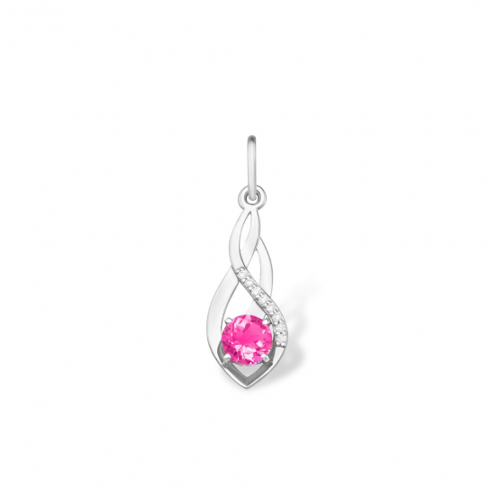 Серебряная подвеска 925, женская, с рубином и фианитом