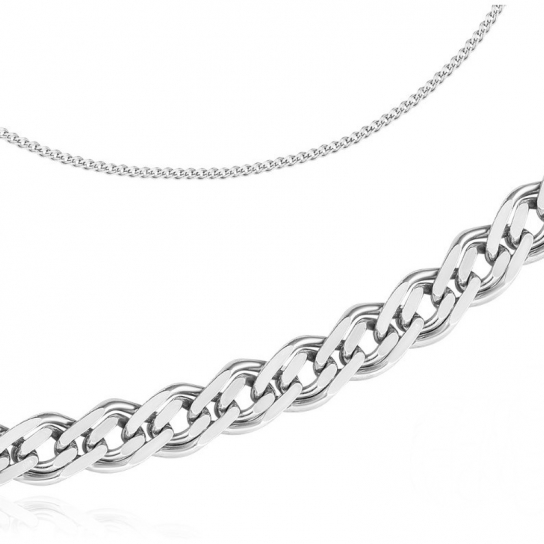 Серебряная цепочка 925 на шею, плетение нонна, длина 50 см