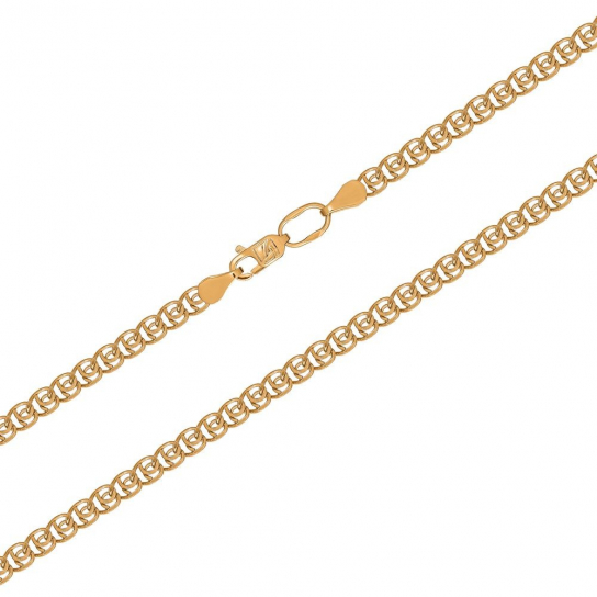 Золотая цепочка 585 на шею, плетение лав, длина 55 см, цвет красное золото