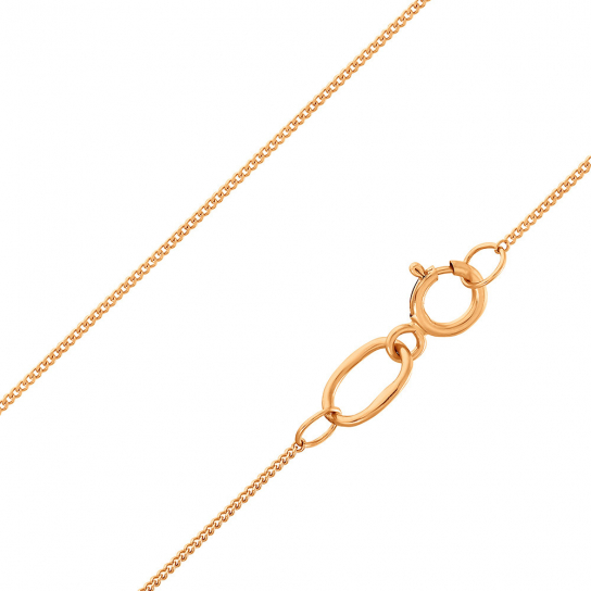 Золотая цепочка 585 на шею, плетение панцирное, длина 60 см, цвет красное золото