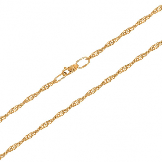 Золотая цепочка 585 на шею, плетение сингапур, длина 50 см, цвет красное золото