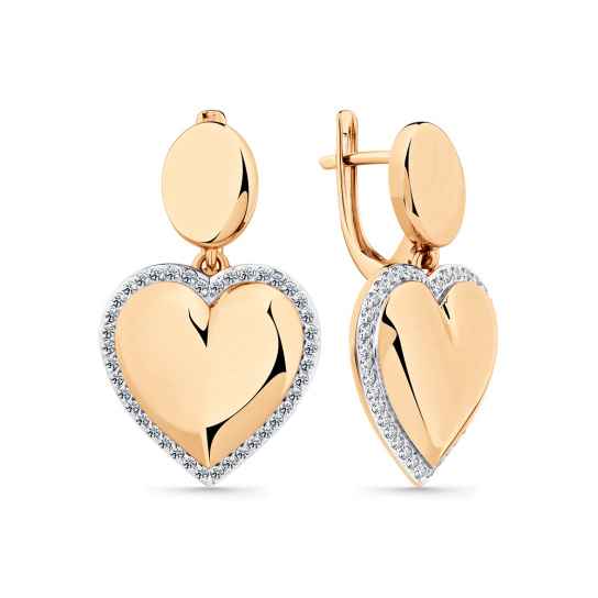 Золотые серьги 585, женские, с фианитом