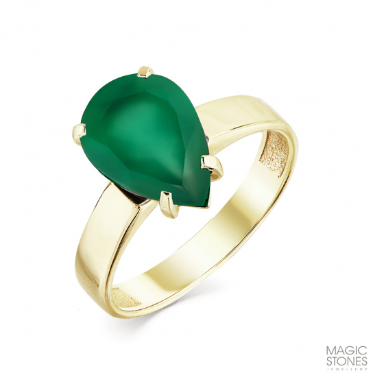 Золотое кольцо 585, женское, с агатом, размер 18