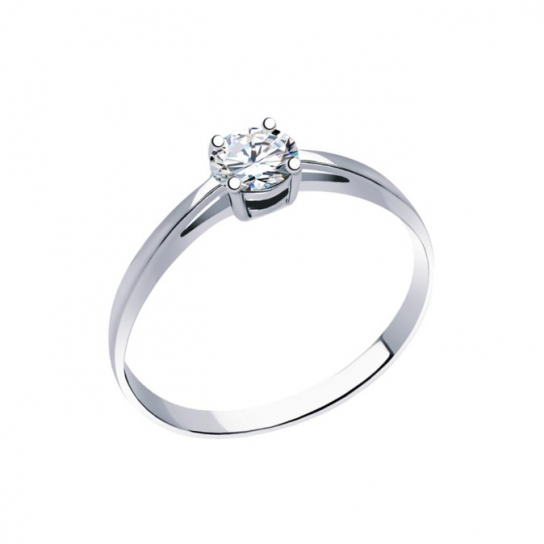 Серебряное кольцо 925, женское, с фианитом, размер 17