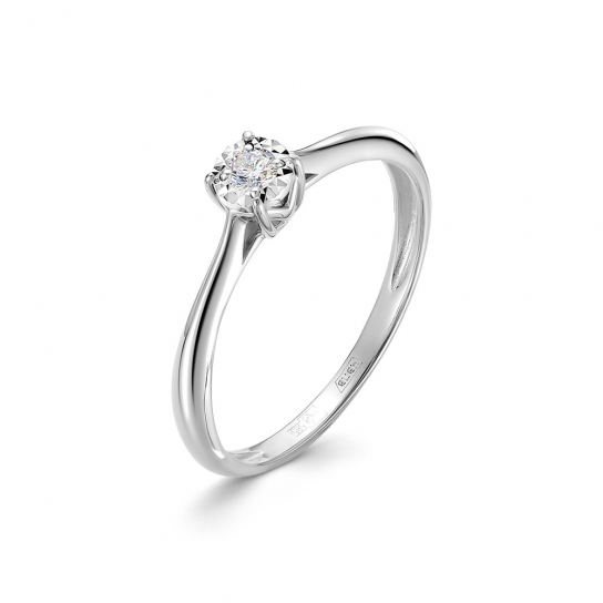 Золотое кольцо 585, с бриллиантом, размер 15