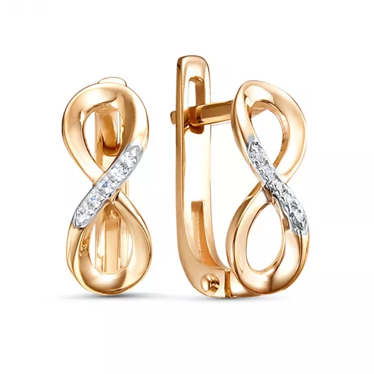 Золотые серьги 585, женские, с фианитом