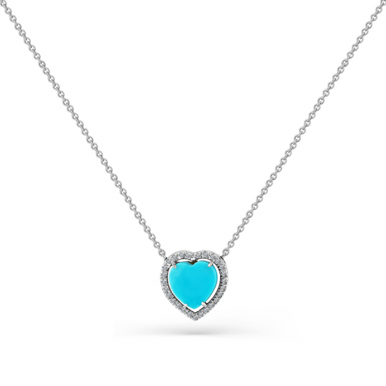 Колье с бриллиантами с бирюзой из золота