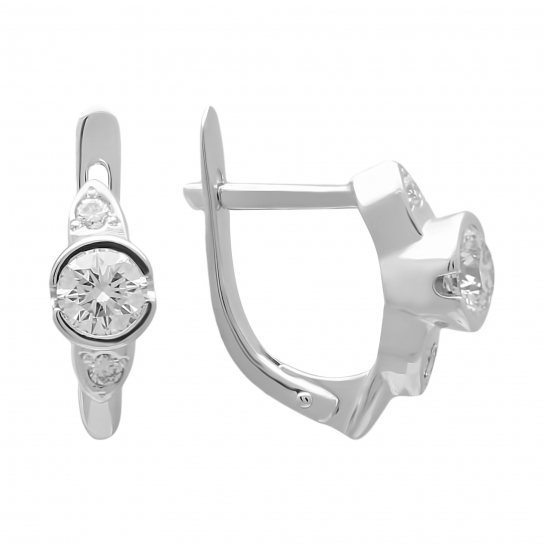 Золотые серьги 585, женские, с бриллиантом