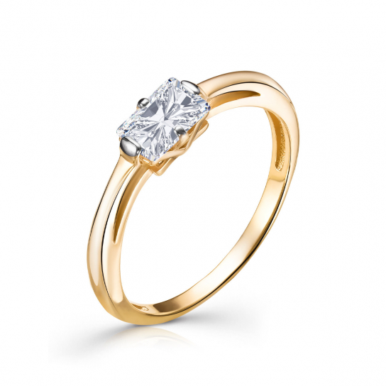 Золотое кольцо 585, женское, с фианитом, размер 18