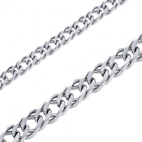 Серебряная цепочка 925 на шею, плетение двойной ромб, длина 45 см