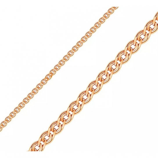 Золотая цепочка 585 на шею, плетение нонна, длина 55 см, цвет красное золото