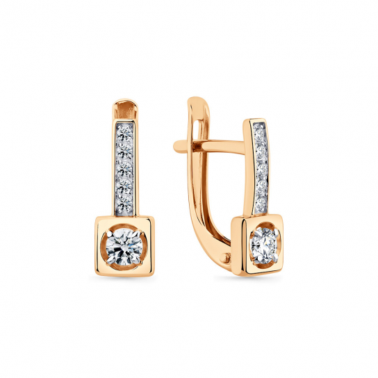 Золотые серьги 585, женские, с фианитом