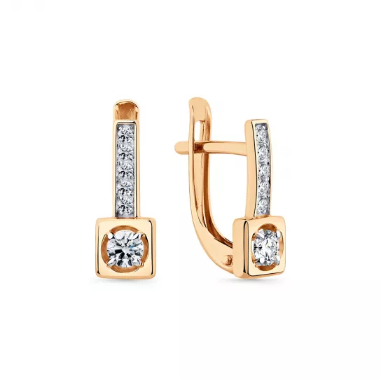 Золотые серьги 585, женские, с фианитом