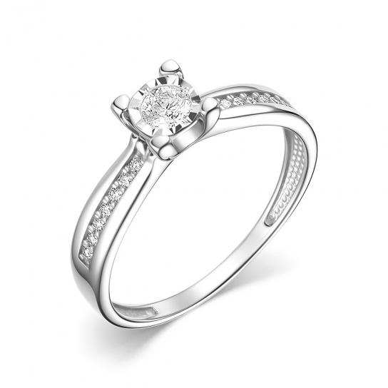 Золотое кольцо 585, женское, с бриллиантом, размер 17.5