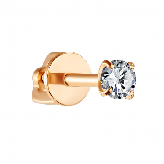 Пусет с фианитом из золота