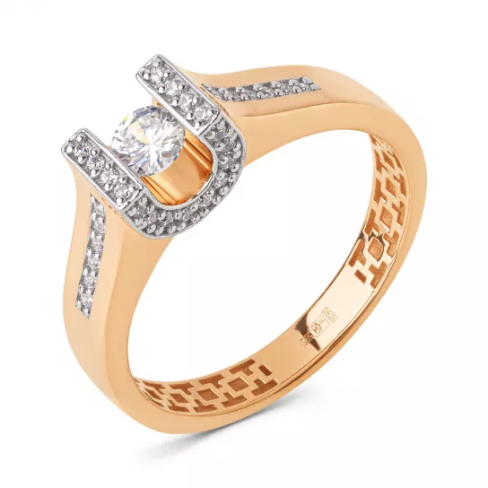 Кольцо с фианитом из золота