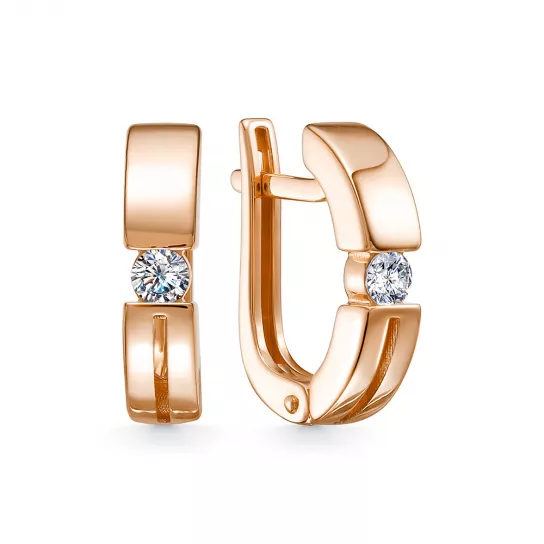 Серьги с фианитом из золота