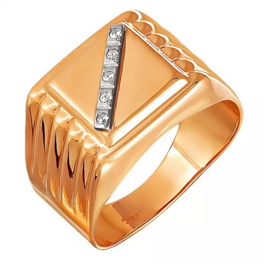 Кольцо-печатка с фианитом из золота