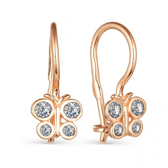 Серьги детские с фианитом из золота