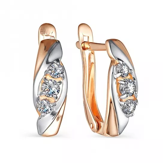 Серьги с фианитом из золота