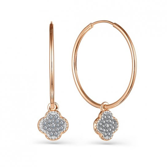 Золотые серьги 585, женские, с фианитом