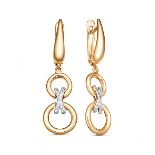 Золотые серьги 585, женские, с фианитом